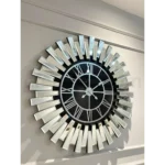Piano Clock Silver Mirrored – Elegant silver wall clock with a mirrored surface, perfect for modern luxury home decor.