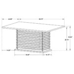 A top-down view of the black dining table's rectangular surface, highlighting its size and spacious design.