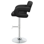 Brandi Adjustable Bar Stool Black Faux Leather Chrome Base Tufted - Left Side