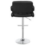 Brandi Adjustable Bar Stool Black Faux Leather Chrome Base Tufted - Back
