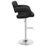Brandi Adjustable Bar Stool Black Faux Leather Chrome Base Tufted - Right Side