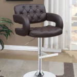 Brandi Adjustable Bar Stool Brown Faux Leather Chrome Base Tufted in the room