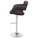 Brandi Adjustable Bar Stool Brown Faux Leather Chrome Base Tufted - Left