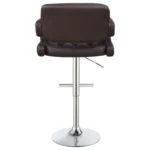 Brandi Adjustable Bar Stool Brown Faux Leather Chrome Base Tufted - Back
