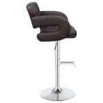Brandi Adjustable Bar Stool Brown Faux Leather Chrome Base Tufted - Right
