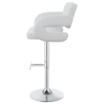 Brandi Adjustable Bar Stool White Faux Leather Chrome Base Tufted - Left