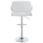 Brandi Adjustable Bar Stool White Faux Leather Chrome Base Tufted - Back