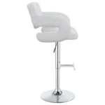 Brandi Adjustable Bar Stool White Faux Leather Chrome Base Tufted - Right