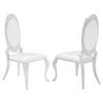 Anchorage Cream White Upholstered Dining Chair Set with Chrome Legs