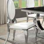 Anchorage Cream White Upholstered Dining Chair Set with Chrome Legs
