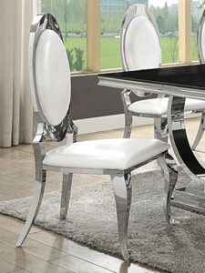 Anchorage Cream White Upholstered Dining Chair Set with Chrome Legs