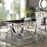 Anchorage Cream White Upholstered Dining Chair Set with Chrome Legs