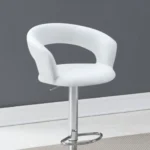 Barraza 29-inch Adjustable Height Bar Stool in White Leatherette with Chrome Pedestal Base in the room