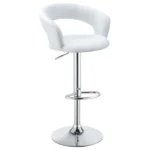 Barraza 29-inch Adjustable Height Bar Stool in White Leatherette with Chrome Pedestal Base