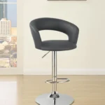 Barraza 29-inch Adjustable Height Bar Stool in Grey Leatherette with Chrome Base in room