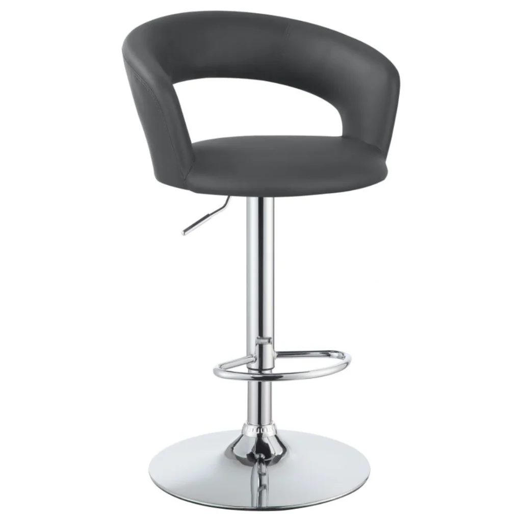 Barraza 29-inch Adjustable Height Bar Stool in Grey Leatherette with Chrome Base