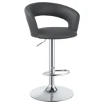 Barraza 29-inch Adjustable Height Bar Stool in Grey Leatherette with Chrome Base