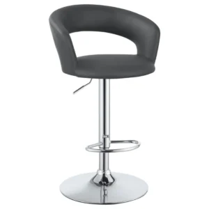 Barraza 29-inch Adjustable Height Bar Stool in Grey Leatherette with Chrome Base