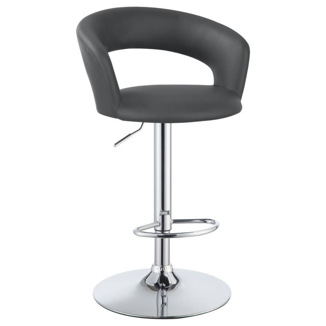 Barraza 29-inch Adjustable Height Bar Stool in Grey Leatherette with Chrome Base