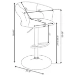 Barraza 29-inch Adjustable Height Bar Stool in Grey Leatherette with Chrome Base drawing