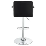 Palomar Adjustable Height Bar Stool in Black Faux Leather with Tufted Back, Armrests, and Chrome Pedestal Base Back