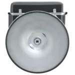 Palomar Adjustable Height Bar Stool in Grey Faux Leather with Tufted Back, Armrests, and Chrome Pedestal Base Bottom