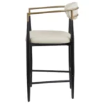 Modern Beige Counter Stool with Black Frame and Gold Armrests left