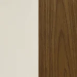 Folsom Upholstered Adjustable Bar Stool in Ecru with Walnut-Colored Wood Trim and a High-Shine Chrome Base Colors.