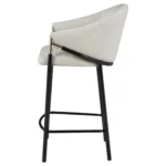 Set of 2 Chadwick Fabric Upholstered Counter Chairs in Beige with Glossy Black Legs and Gold Accents - left