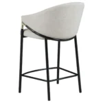 Set of 2 Chadwick Fabric Upholstered Counter Chairs in Beige with Glossy Black Legs and Gold Accents - left back