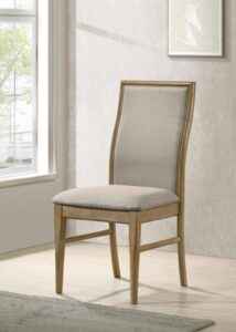 Adina oak finish upholstered dining chair in wheat fabric