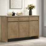 Adina oak veneer sideboard with vertical reeding and storage