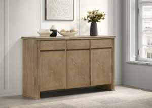 Adina oak veneer sideboard with vertical reeding and storage