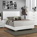 Felicity white queen bed with high gloss headboard and faux leather frame – modern bedroom furniture