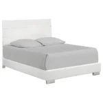 Felicity white queen bed with high gloss headboard and faux leather frame – modern bedroom furniture