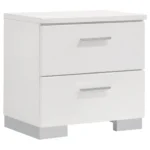 Felicity 2-drawer nightstand in white high gloss with chrome handles – modern bedroom furniture in Tampa