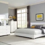 Felicity 2-drawer nightstand in white high gloss with chrome handles – modern bedroom furniture in Tampa