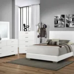 Felicity 2-drawer nightstand in white high gloss with chrome handles – modern bedroom furniture in Tampa