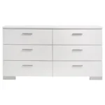 Felicity 6-drawer dresser in white high gloss with chrome handles – modern bedroom furniture in Tampa