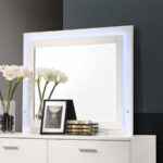 Felicity white LED dresser mirror with touch lighting and high gloss frame