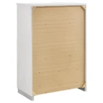 Modern white 5-drawer chest with chrome accents from Felicity bedroom collection