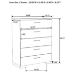 Modern white 5-drawer chest with chrome accents from Felicity bedroom collection