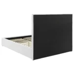 White high gloss king panel bed with glossy headboard and smooth textured frame – modern bedroom furniture in Tampa