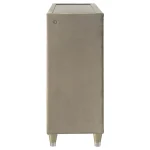 Lorient luxury dresser in ivory velvet featuring 8 drawers, integrated LED lighting, and crystal knobs.