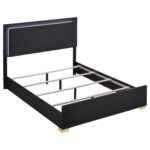 Marceline black and gold queen bed with LED headboard – modern bedroom furniture in Tampa