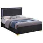 Marceline black and gold queen bed with LED headboard – modern bedroom furniture in Tampa