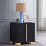 Marceline black and gold 2-drawer nightstand for modern bedroom furniture