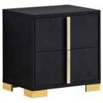 Marceline black and gold 2-drawer nightstand for modern bedroom furniture