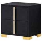Marceline black and gold 2-drawer nightstand for modern bedroom furniture