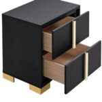 Marceline black and gold 2-drawer nightstand for modern bedroom furniture